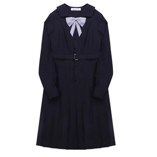 樱花家族原创jk制服【昭本野矢】绀色校供感连衣裙百褶裙长袖女