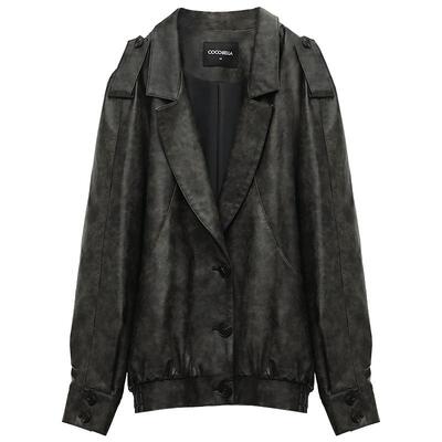 COCOBELLA手工擦色PU皮衣外套