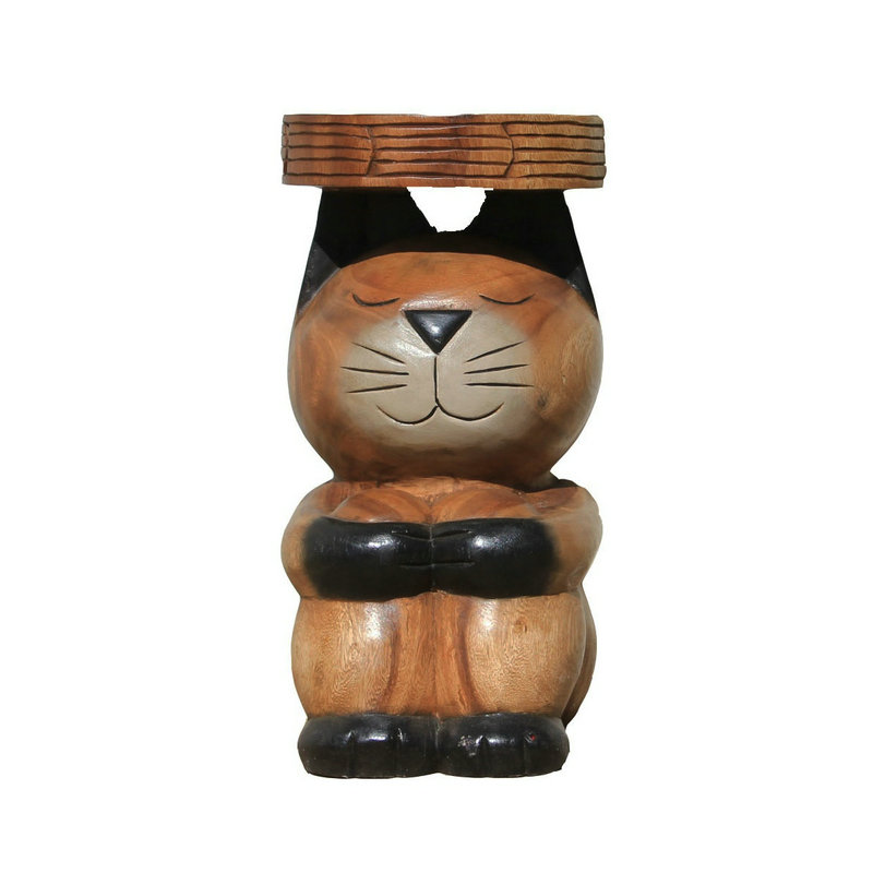 泰国木雕猫凳天然可爱客厅