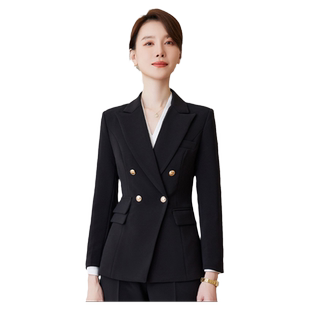 诗璐雅职业双排扣西装外套女士秋冬长袖高级感商务小西服工作正装