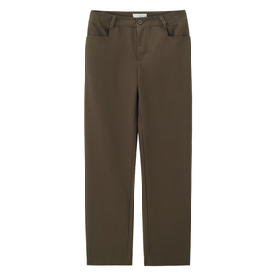 佐丹奴裤子女垂顺磨毛通勤女裤斜口袋修身中腰直筒休闲裤13414174