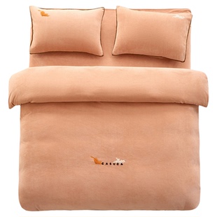 CASUCA猫茸茸牛奶绒四件套珊瑚绒加绒加厚被套床单保暖双面法兰绒