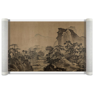 明 明人 仿夏圭长江万里图国画真迹山水风景画高清微喷复制装饰画