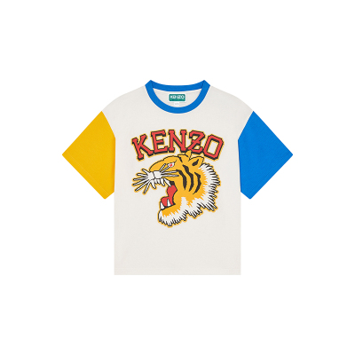 【季末折扣】KENZO 24春夏新品童装老虎图案字母休闲棉质圆领T恤