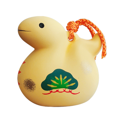 日本药师窑生肖蛇年幸运土铃摆件