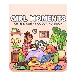 可爱girlmoments涂鸦涂色本着色书缓解焦虑涂色本绘画填色本解压