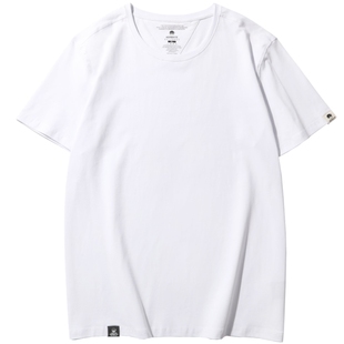 KERWATS大码男装纯色棉加肥加大t恤胖子简约百搭夏季休闲圆领短袖