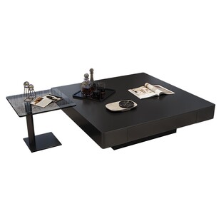 法式潘多拉岩板实木茶几桌客厅家用轻奢现代侘寂风方形茶几桌组合