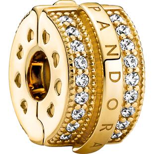 [情人节礼物]Pandora潘多拉奥莱密镶线条设计徽标固定夹串珠