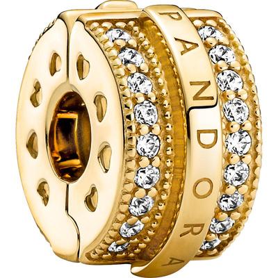 Pandora潘多拉奥莱密镶线条设计徽标固定夹串珠礼物