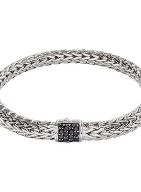 时尚925银黑宝石银手链原创JH