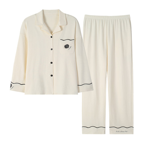 芬腾可安睡衣女款冬季纯棉长袖女士2026新款口袋家居服套装春秋季