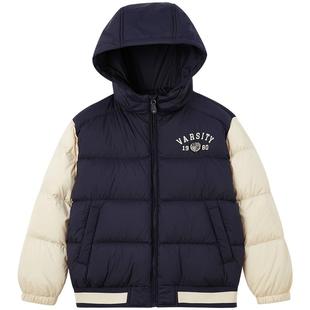 【90%羽绒】eland kids衣恋童装男童羽绒服冬季撞色连帽保暖外套