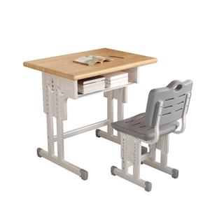 学校教室实木课桌椅培训辅导班升降书桌中小学生家用单人写字桌凳
