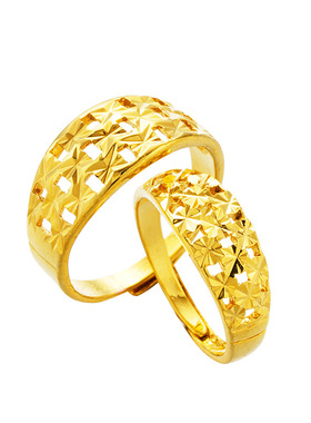 越南沙金活口戒指男女镂空满天星镀仿黄金时尚情侣百搭对戒首饰