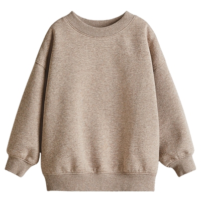 HM童装儿童男童卫衣冬季宽松红色加绒大廓形圆领长袖上衣1245302