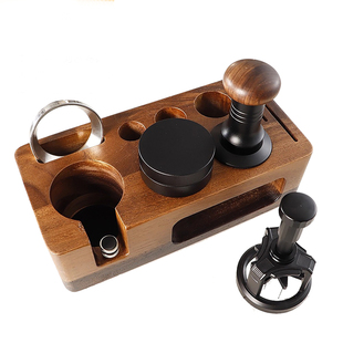 胡桃实木压粉底座压粉锤多功能收纳架咖啡配套器具咖啡工具置物架