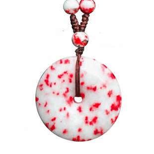 黔隆工艺朱砂精美原矿石吊坠自然鸡血石平安扣本命年项链饰品