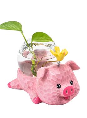 创意小猪家居摆件水培治愈系可爱开学男女生日礼物办公室桌面饰品