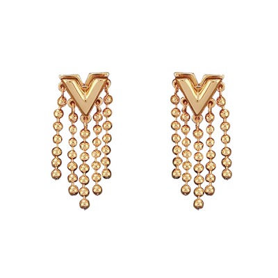 925银针高级感V字金色耳钉一款两戴气质耳环流苏耳线轻奢设计感女