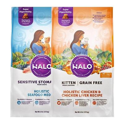 HALO自然光环猫粮美国进口软便健美体态鱼肉鸡肉成猫粮10磅纯鲜肉