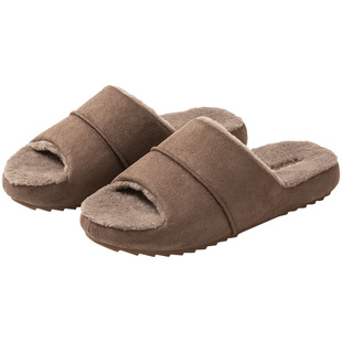 男士麂皮绒高端棉拖鞋秋冬季居家用加绒保暖女室内防滑耐磨牛筋底