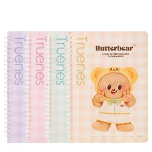 得力黄油小熊联名软线圈本4本装笔记本横线A5学生加厚本