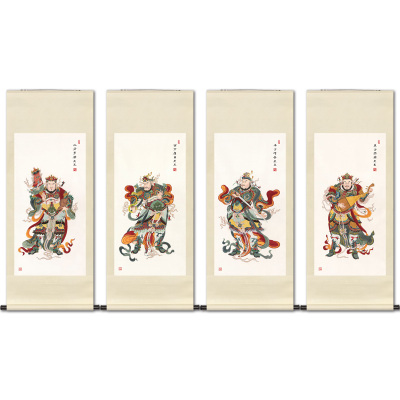 人物画工笔四大天王菩萨画像