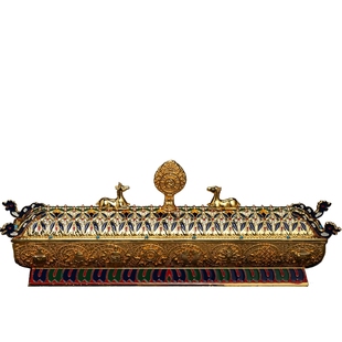 锌铜合金八吉祥卧香炉藏式密宗点香用品景泰蓝手工彩绘熏香线香炉