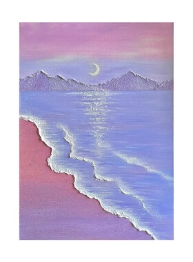 梦幻海滩肌理画diy手工材料包石英砂丙烯治愈系手绘礼物装饰画