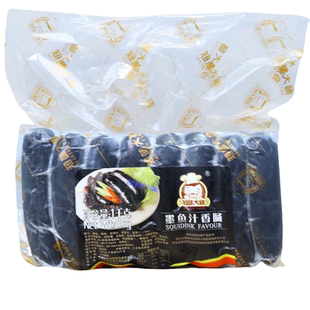整箱知味大师墨鱼汁香肠冷冻半成品墨汁肉肠墨斗鱼肠烤肠1kg*12包