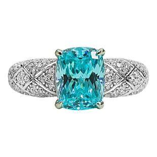 闪钻蓝方糖开口戒指轻奢时尚点钻戒指环高级感百搭小红书款食指戒