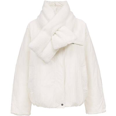 ONLY圆领纯色可拆卸围巾羽绒服