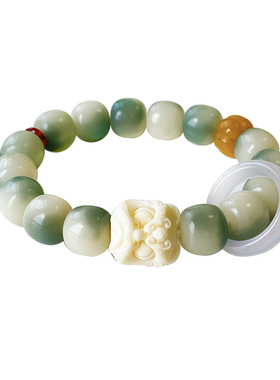 「天青醒狮」HiYOUNG白玉菩提玛瑙情侣手串轻奢饰品百搭高级感配