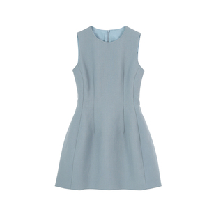 愉悦喻悦圆领收腰无袖背心连衣裙女夏季简约法式气质高级修身短裙