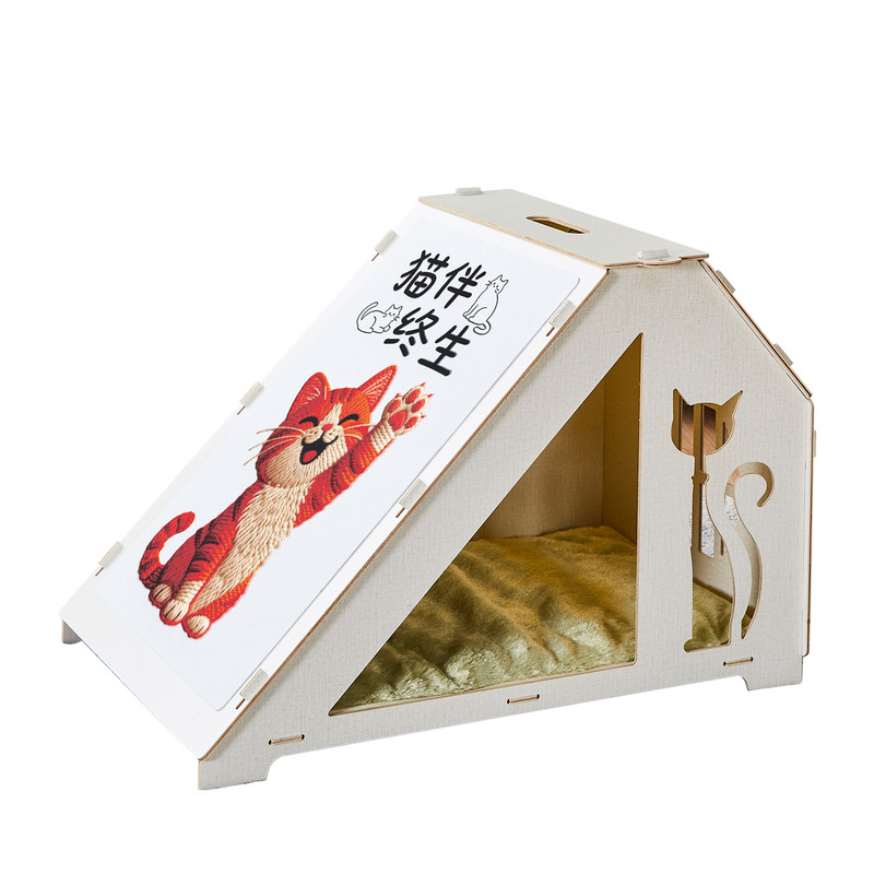 实木宠物猫窝四季通用别墅猫睡屋