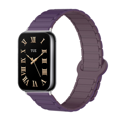 适用华为fit4手环表带fit3磁吸HUAWEIwatch四代智能手表双色运动硅胶拼色腕带新款女高级表链夏天运动配件男
