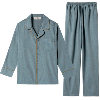 美标男士梭织磨毛棉绣花睡衣套装