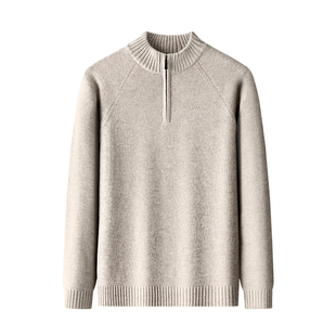 猫人半拉链纯羊毛衫冬季新款商务休闲老钱风针织衫纯色保暖毛衣厚