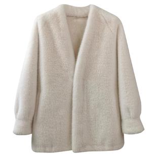 毛毛外套皮毛一体皮草女环保毛新款秋冬长袖时尚仿欧貂毛茸茸大衣