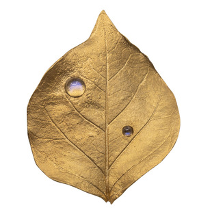 由子野丨丁香树叶子胸针女纯银镀金月光石原创文艺中国风高档礼品