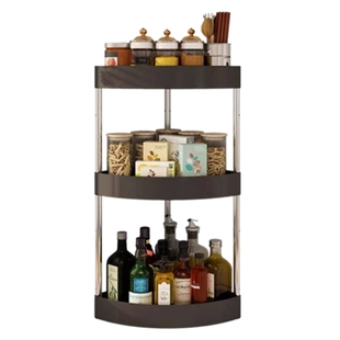 厨房台面转角置物架家用免打孔半圆墙角三角架调料瓶罐收纳储物架