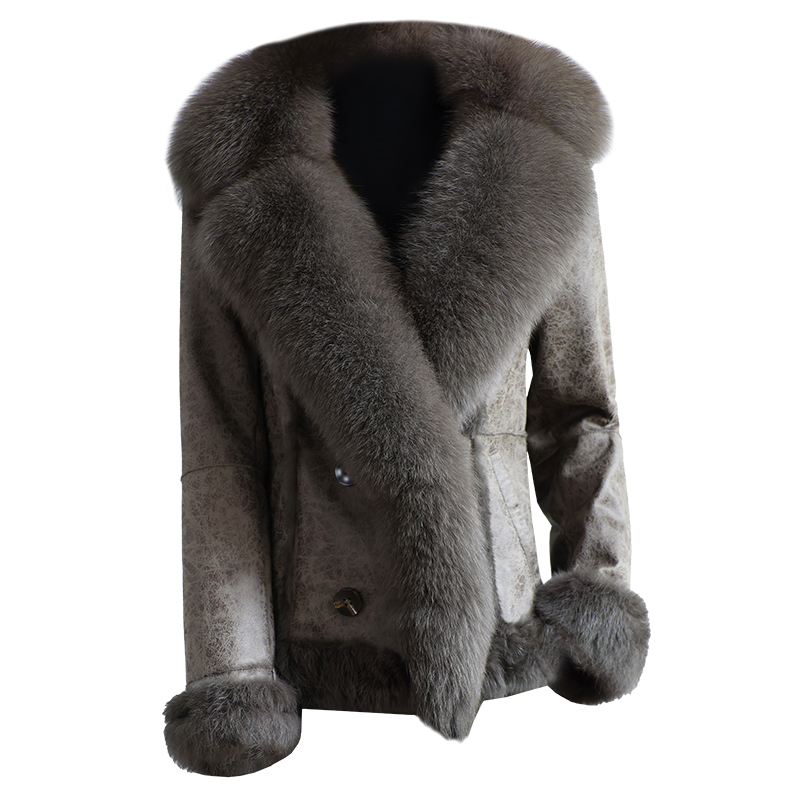 獭兔毛皮草外套女2025冬新短款优雅温柔风狐狸毛领真皮毛一体大衣