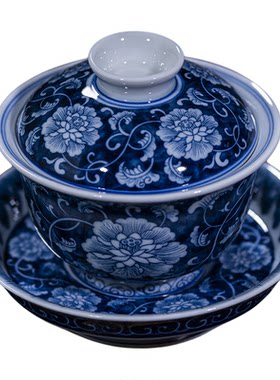 景德镇青花釉下彩盖碗中式茶具