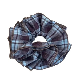 赵露思同款四层大肠发圈许我耀眼韩系藏青格子发绳丸子头发饰