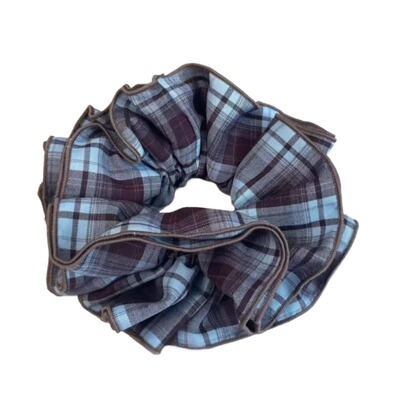 大肠发圈赵露思同款四层许我耀眼韩系藏青格子发绳丸子头发饰