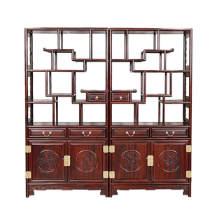 红木家具阔叶黄檀博古架印尼黑酸枝玄关隔断摆件展示古董架茶叶架