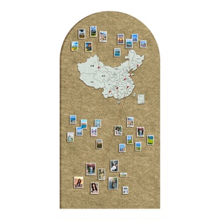 毛毡板中国地图旅行照片墙足迹打卡地图标记墙版吸高级感毛毡板墙贴玄关卧室主题创意免打孔客厅墙面装饰定制