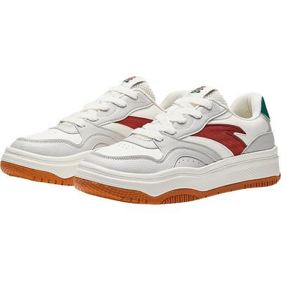 安踏黑色板鞋男皮面防水纯黑鞋子