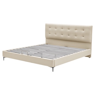 顾家家居奶油风小尺寸布艺床小户型1.8m科技布床次卧饼干床9066